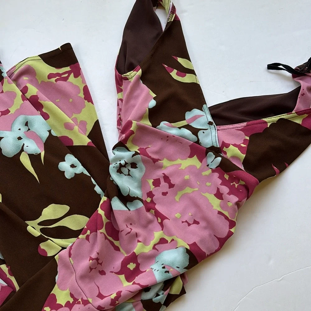 Vintage Y2K Pink Floral Colorful Asymmetrical Dress Bias Fairy Betsey Johnson S - Picture 14 of 17